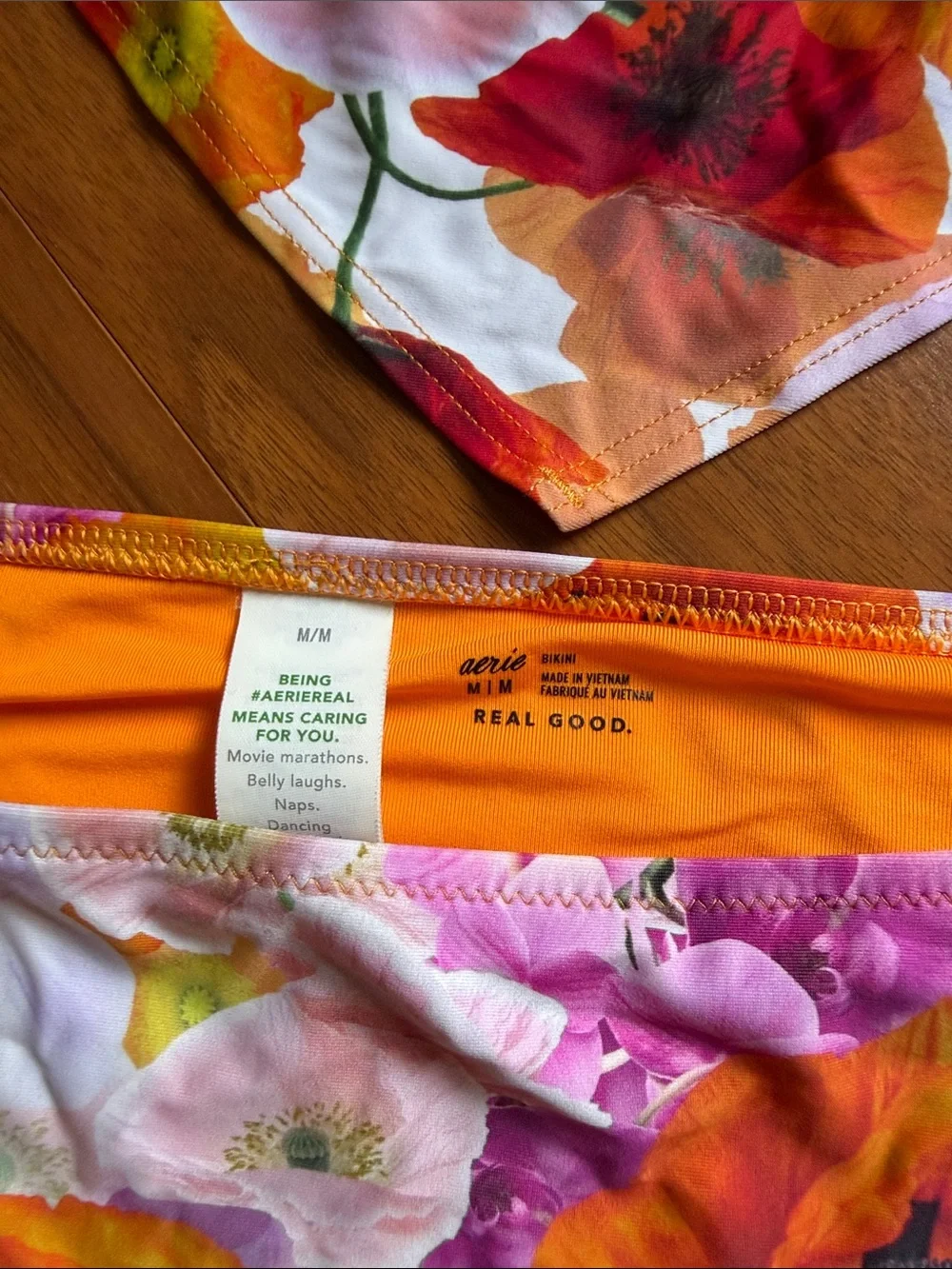 aerie Orange and Pink Floral Bikini Set